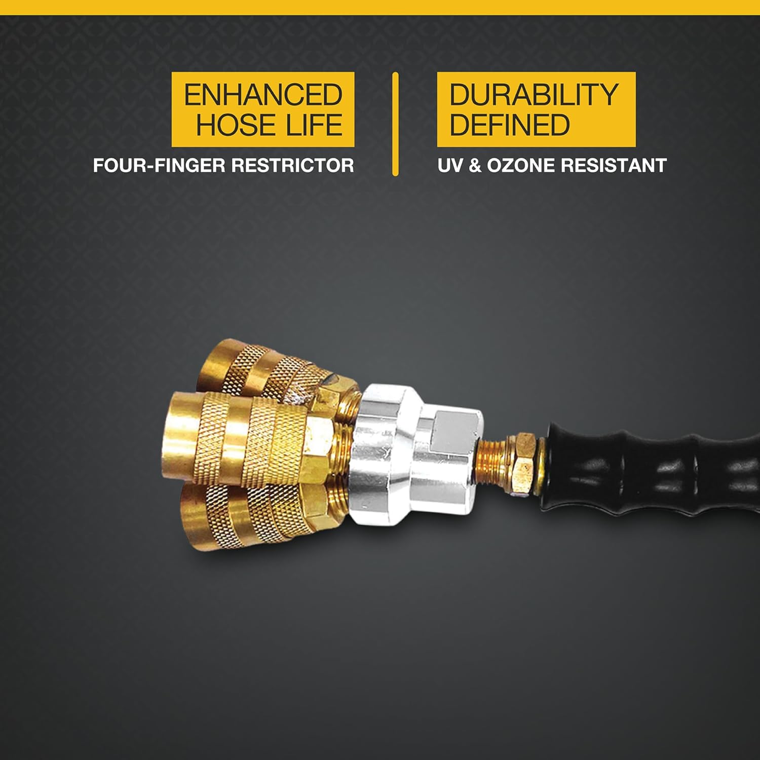 Klutch Professional Lead-in/Whip Hose with 3-Way Coupler, 3/8in. x 3ft., 300 PSI, Model# TLEX3803-3W-NT