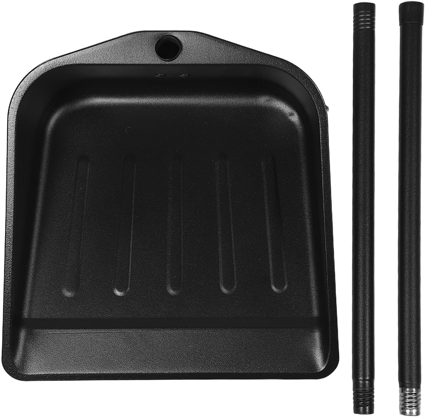 Heavy Duty Metal Upright Dustpan with Smooth Edged Construction and Seamless Stamping Process, Black Iron Material for Workshop and Daily Cleaning of Pet Hair and Fruit Peels