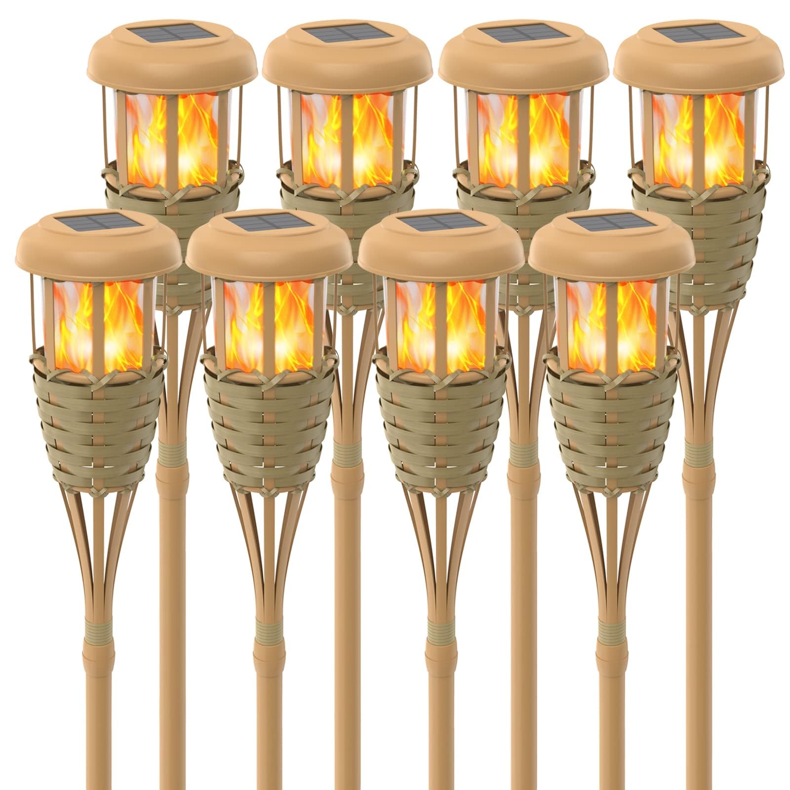 solar outdoor lights, solar torch lights outdoor flickering flame, outdoor decorations for patio path yard - 8 pack