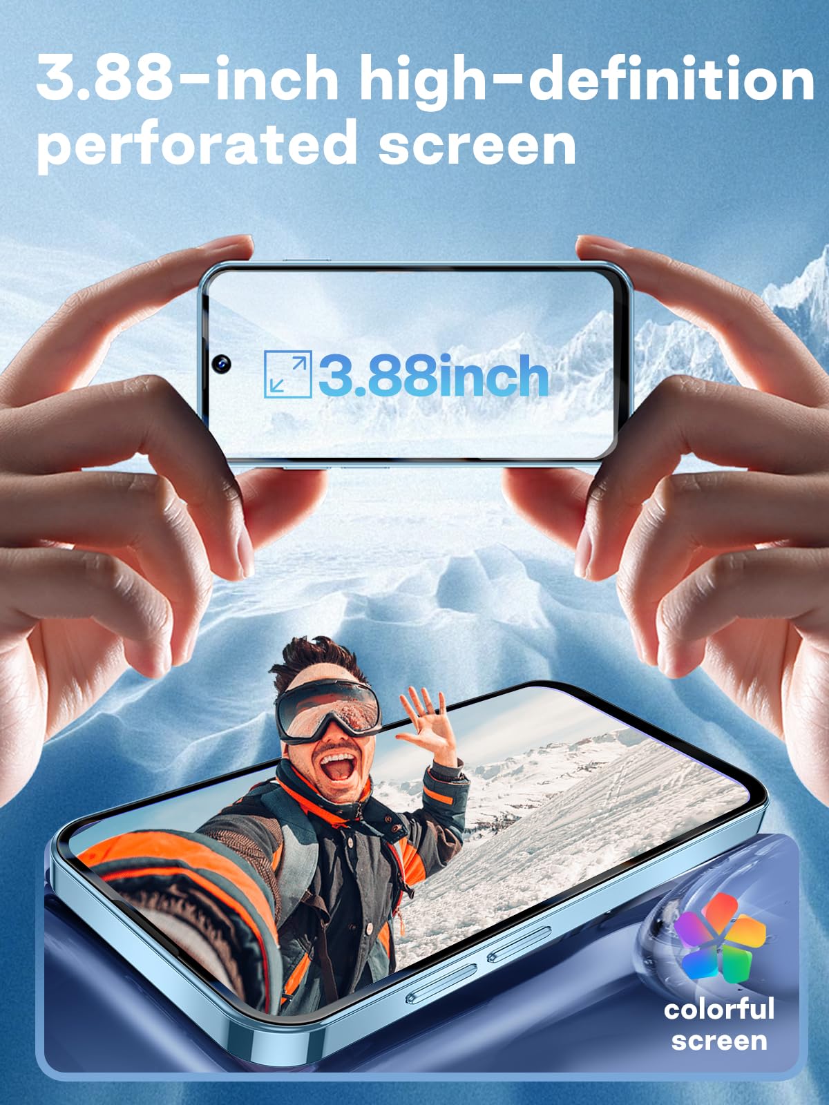 4G Smartphone Mini Débloqué - Écran HD de 3.88" - Double SIM Double veille - Batterie 1950mAh - Face ID - Idéal pour les Enfants et les Étudiants comme Téléphone de Secours (Bleu)