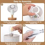Fenmzee Petite lampe de table pour chambre - Contrôle en ligne, lampe de chevet avec 3000K A15 LED Blub, Assemblage facile (Cream Shade) - Base en bois, 9" Contrôle en ligne)