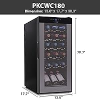 Vista 8 de Nutrichef Refrigerador de vino delgado de 18 botellas Enfriador de vino rojo y blanco Control de temperatura ajustable de 41 °F a 64 °F