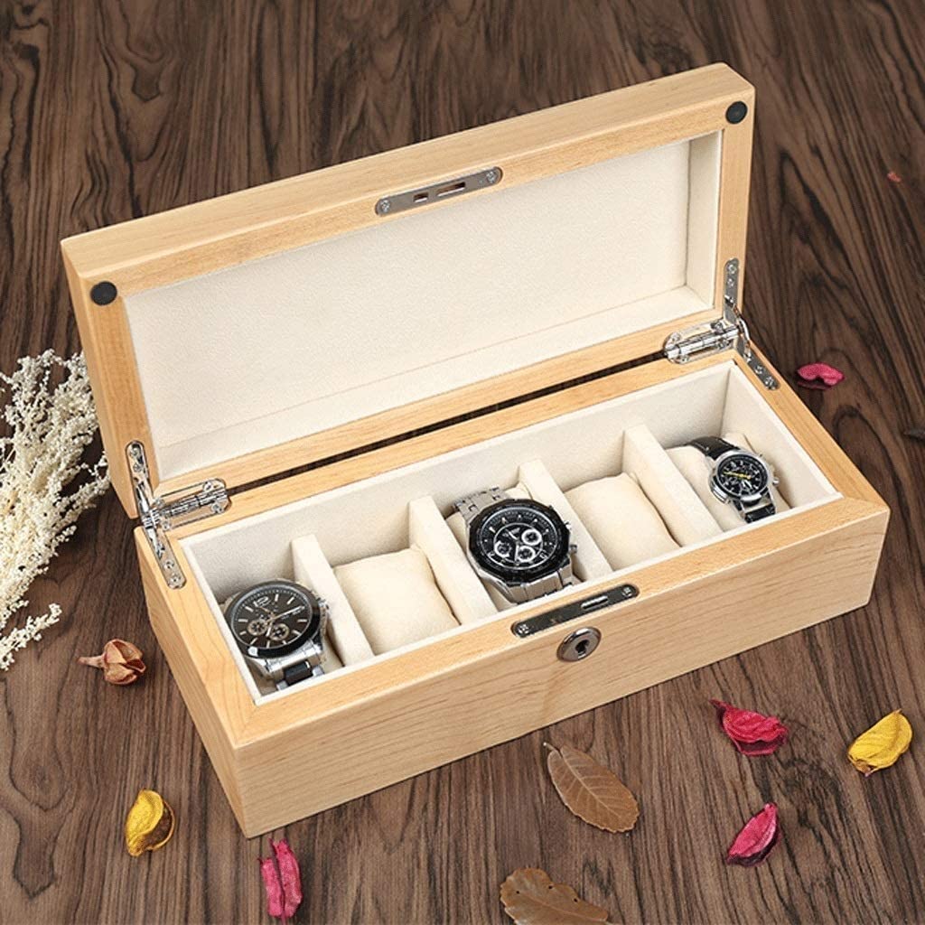XBTGS Schmuckkästchen - Executive Uhrenetui mit 6 Fächern, Uhrenetui aus Holz, Uhren-Organizer, Schmuck-Aufbewahrungsbox