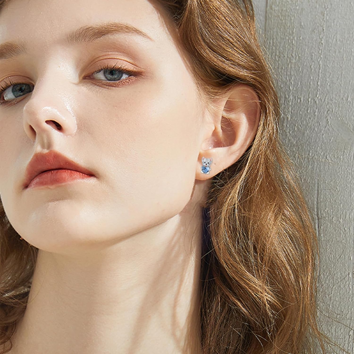 Schnauzer/Chihuahua/Husky/Bichon Frise Dog Earrings 925 Sterling Silver Blue Heart Crystal Earrings Gifts for Women Dog Lover - Image 4