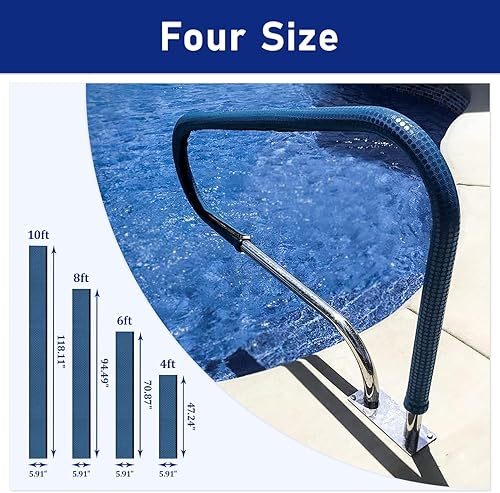 Miniatura 7 de YUEWO Fundas para pasamanos de piscina, color azul real, fundas antideslizantes para rieles de piscina para piscinas enterradas, cubiertas para