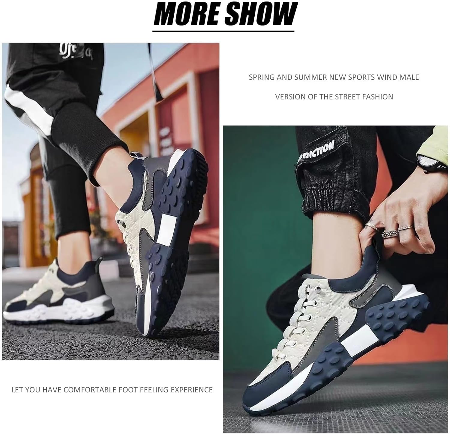 Men's Comfort Sneakers, 2026 New Casual Waterproof Breathable Non Slip Slip-On Lightweight Tennis Sneaker Retro Platform Sole Everyday Walking Running Shoes - Image 2