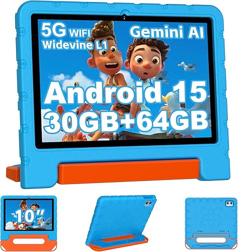 Miniatura 1 de Tableta infantil 2025 con Android 15 de 10 pulgadas para niños Octa-Core, 30GB+64GB (TF 1TB), tableta para niños pequeños con funda a prueba de