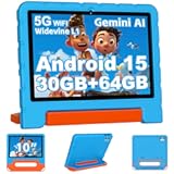 2025 Kids Tablet 10 inch Android 15 Tablets for Kid Octa-Core, 30GB+64GB (TF 1TB), Toddler Tablet with Shockproof Case, 5G WiFi, Parental Control, Widevine L1, Gemini AI, Split Screen, BT5.0-Blue