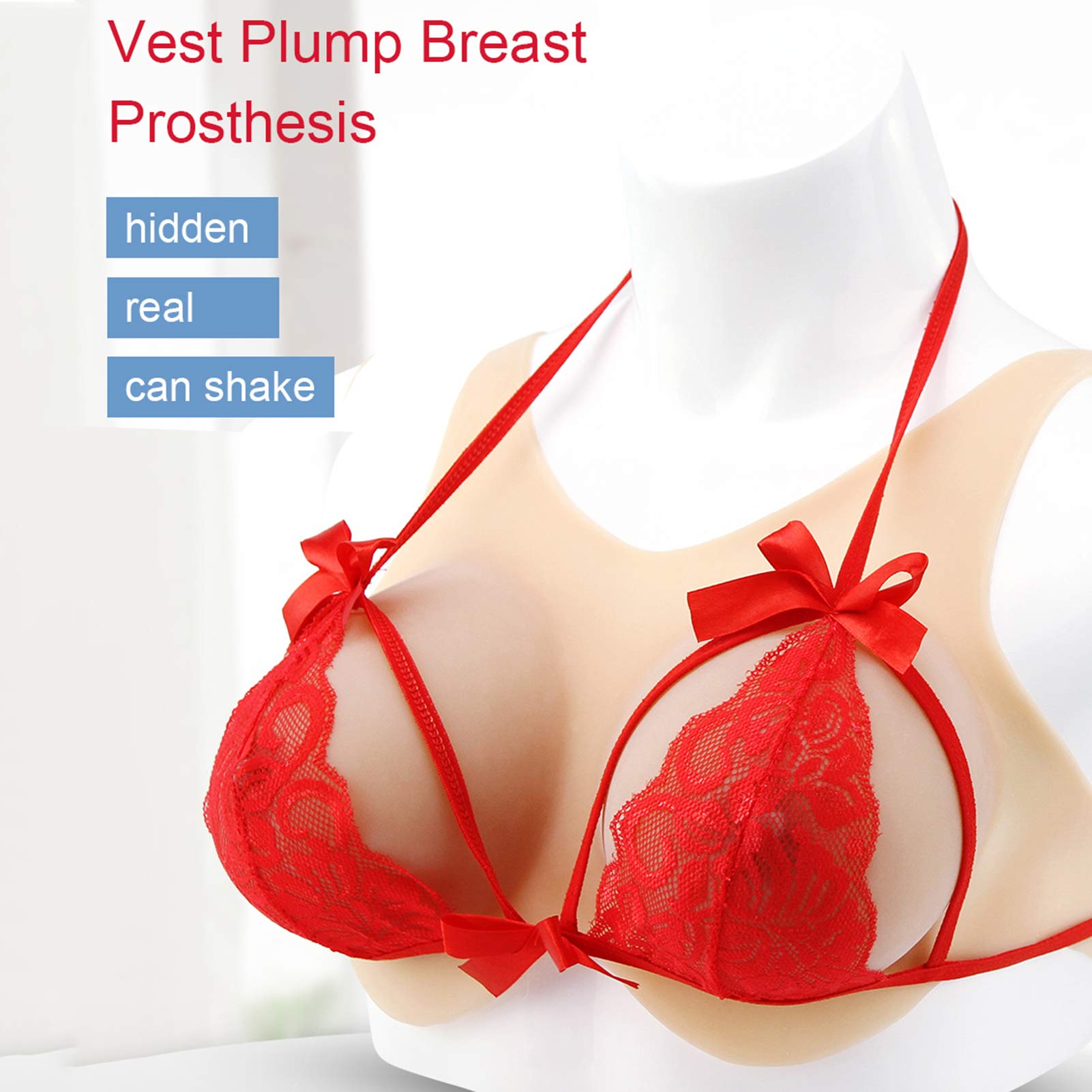 Faux seins remplis de gel de silicone, doux au toucher réaliste pour crossdresser et transgenre, design dos attaché