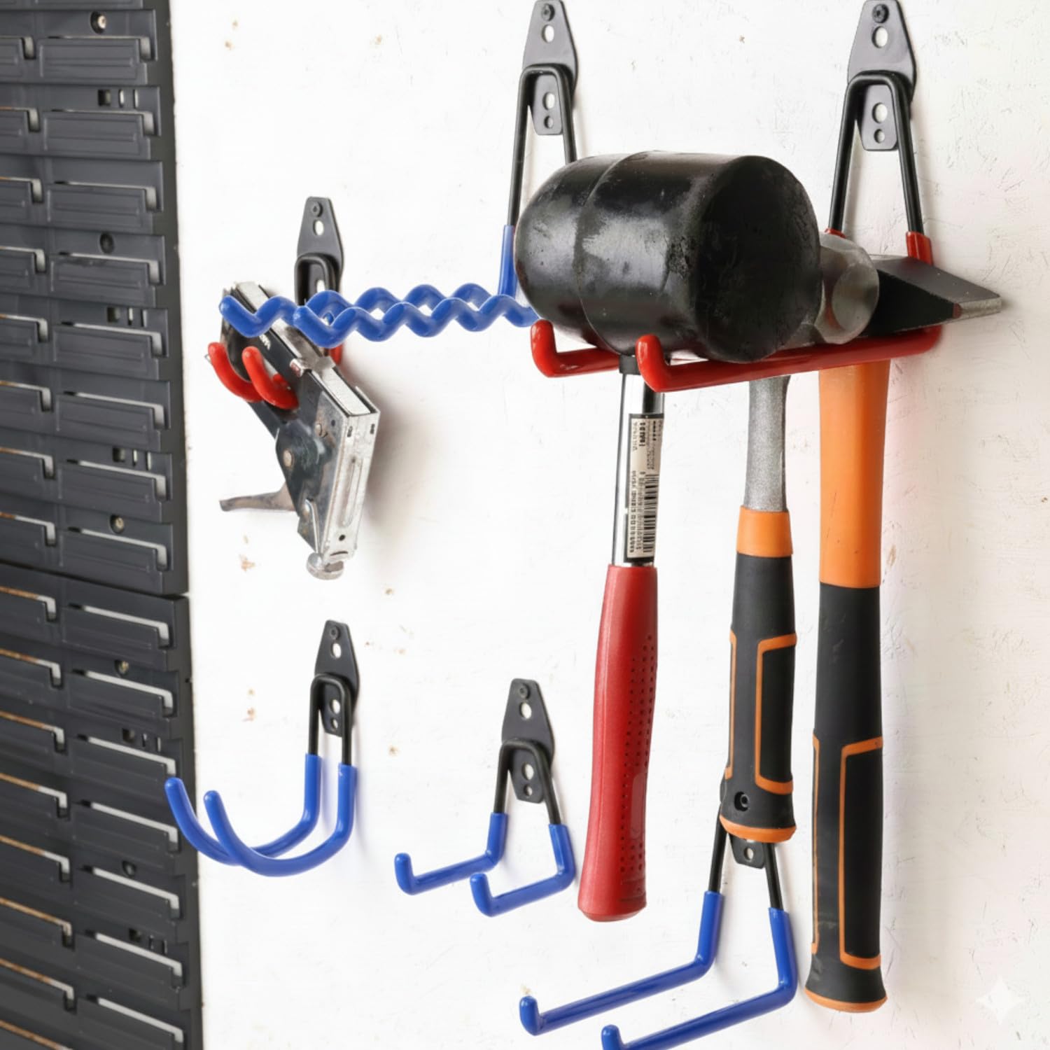 botle Set di 10 ganci da parete, ganci per attrezzi, a forma di U 11 cm, rivestimento in PVC, per garage, capannoni, officina, gancio per sega a mano e sega da giardino, doppio gancio, portata fino a