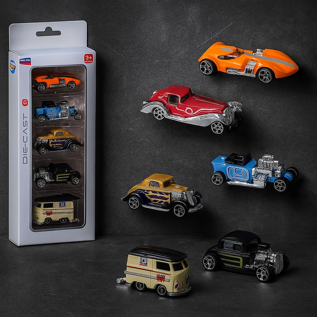 Umadiya ® Model Alloy Vehicle Model Vintage Metal Cars 6 Pcs Vehicles, Free Wheel High Speed Die-Cast Car Play Set, Birthday Decorations Gift Movie Vehicle Racing for Kids, Multicolor