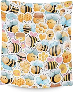 Bee Blanket Gifts, 50"x60" Cute Bee Print Throw for Women Girls, Soft Cozy Warm Flannel for Sofa Bed