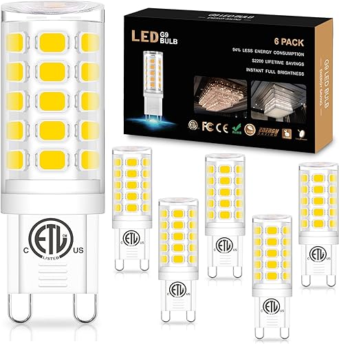 Miniatura 1 de Sailstar Bombilla LED G9 de 4 W (equivalente a halógeno de 40 W), luz blanca natural de 4000 K, base Bipin G9, 120 V, 400 lúmenes, ángulo de haz de