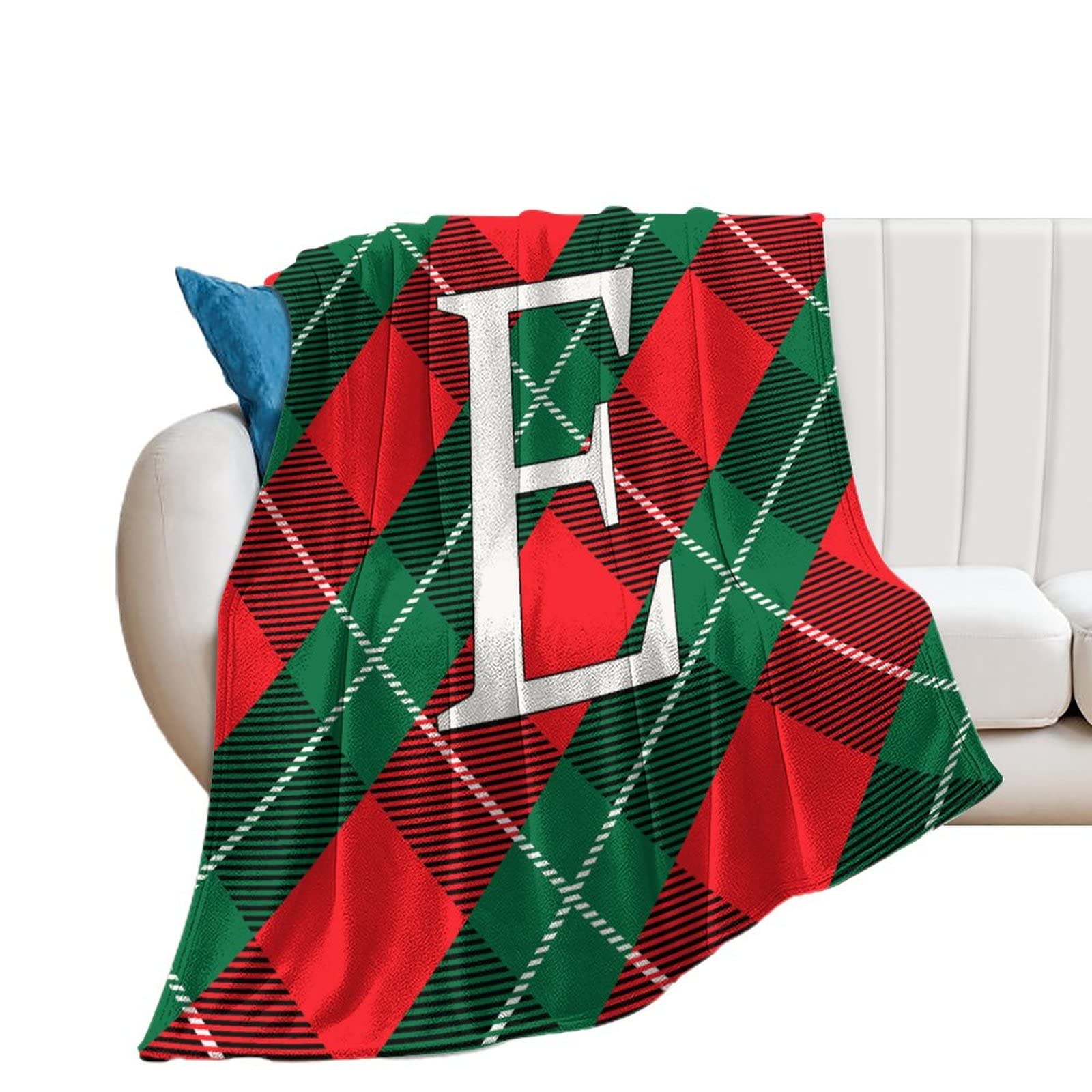 Couverture de Noël plaid buffle initiale E, le cadeau idéal pour réchauffer vos proches