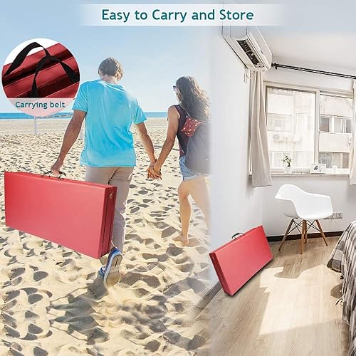 Miniatura 10 de Gym Exercise Mat Thick Gymnastics Mat Home Floor Gym Mat 4x8x2 Folding Panel Fitness Training Pad Fold Tumbling Mat with Handles for Yoga Martial