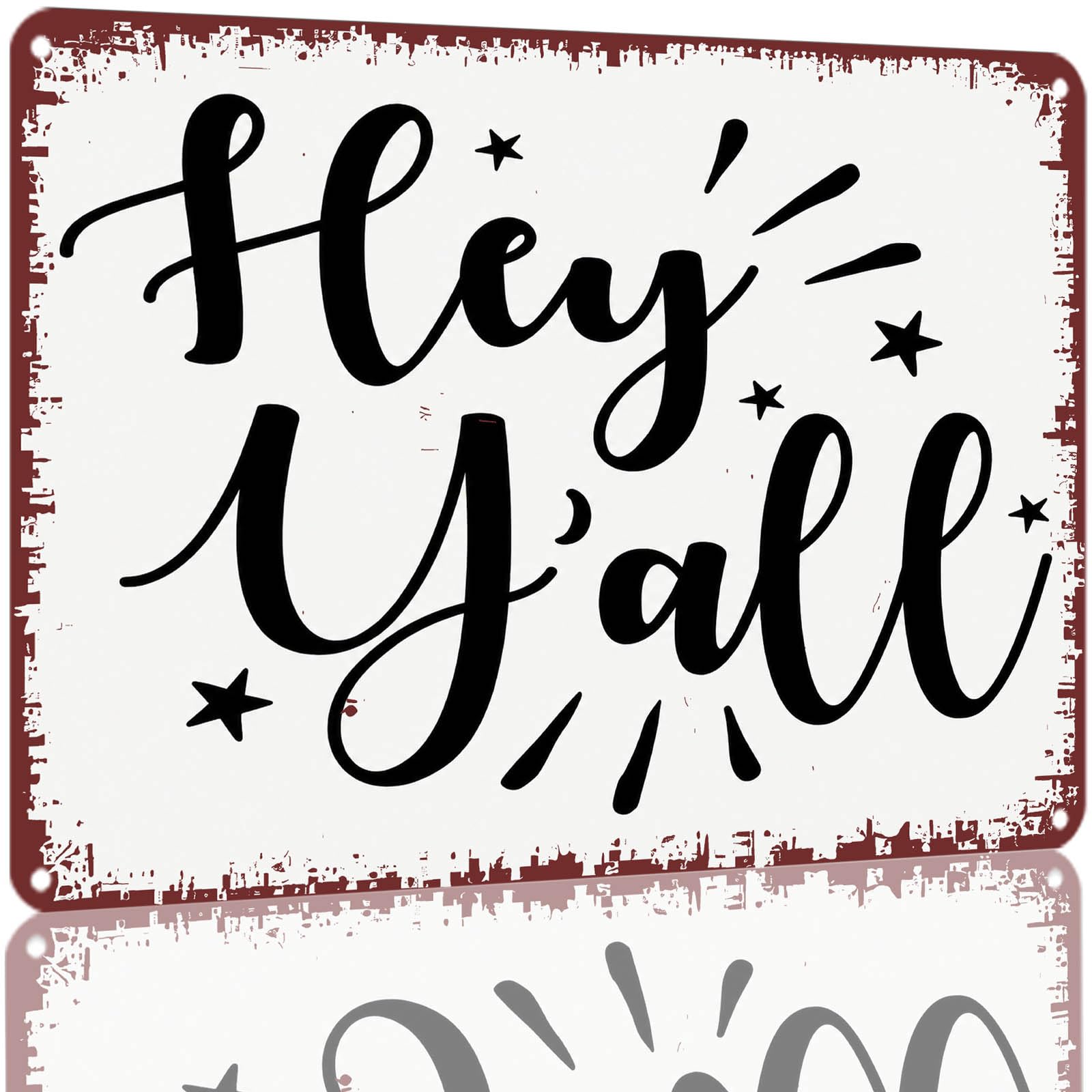 Kwqdozf As Pic Hey Y'all Vintage Tin Sign 8X12 Inch Aluminum Wall Decor Retro Distressed M