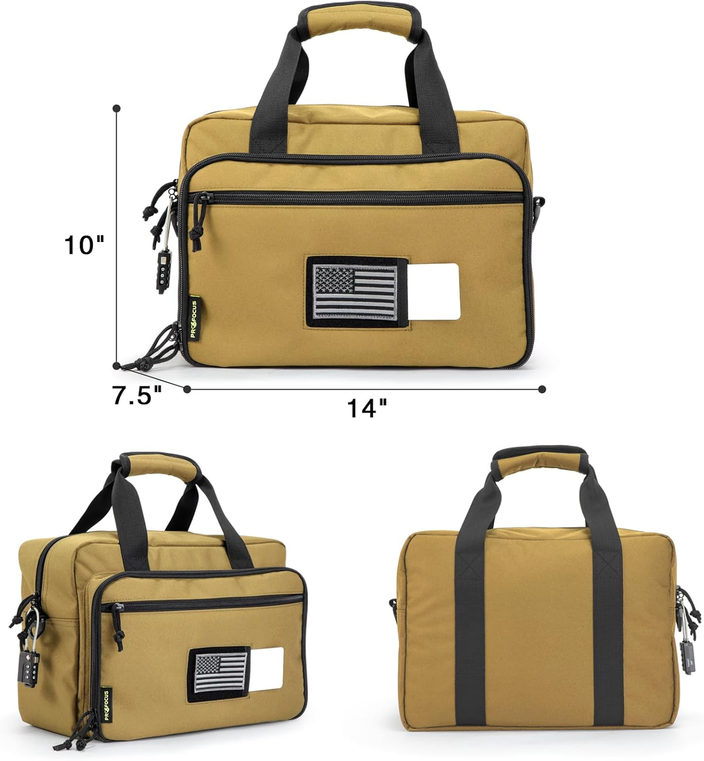 Small Range Bag For 2 Pistols Gun Range Bags For Handguns And Ammo Dual Pistol Handgun Revolver Hunting Bag Gun Carrying Case/Lockable Zippers (khaki)