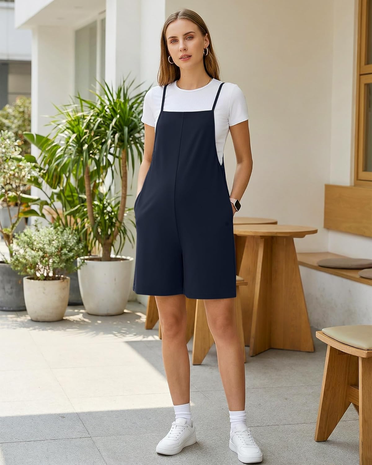 G4Free EverGoing Maternity Overalls with Pockets Adjustable Straps Pregnancy Wide Leg Jumpsuit Shorts Casual Work