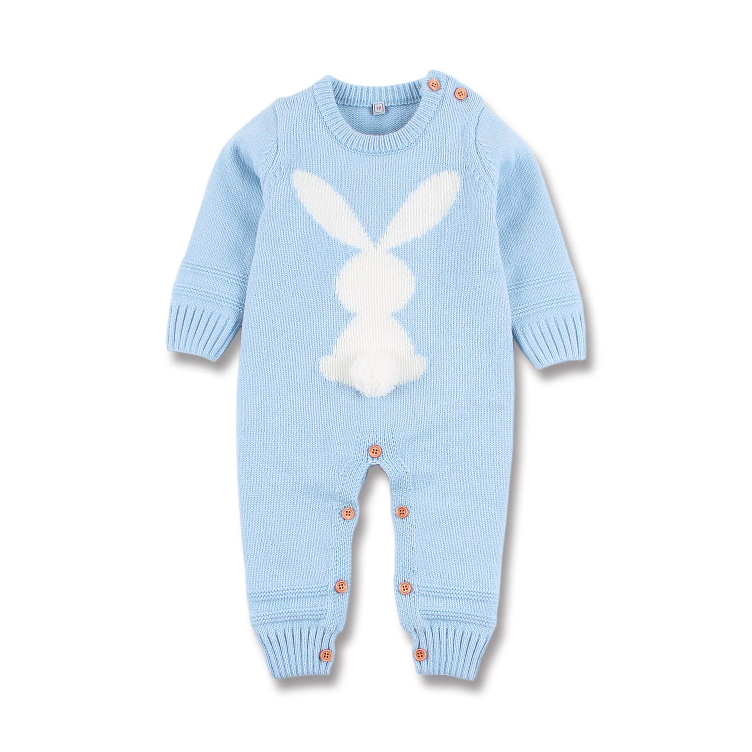 mimixiong Baby Easter Bunny Outfits Newborn Girl Boy Romper Jumpsuit Longsleeve Knit Clothes