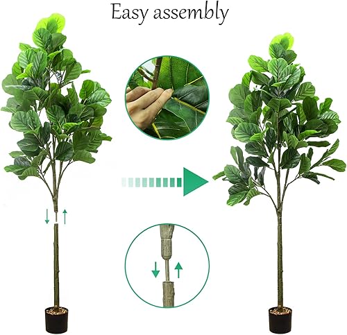 Miniatura 17 de SZHLUX Árbol de higuera artificial de hoja de violín de 5.2 pies, plantas artificiales para decoración del hogar en interiores, árbol de ficus