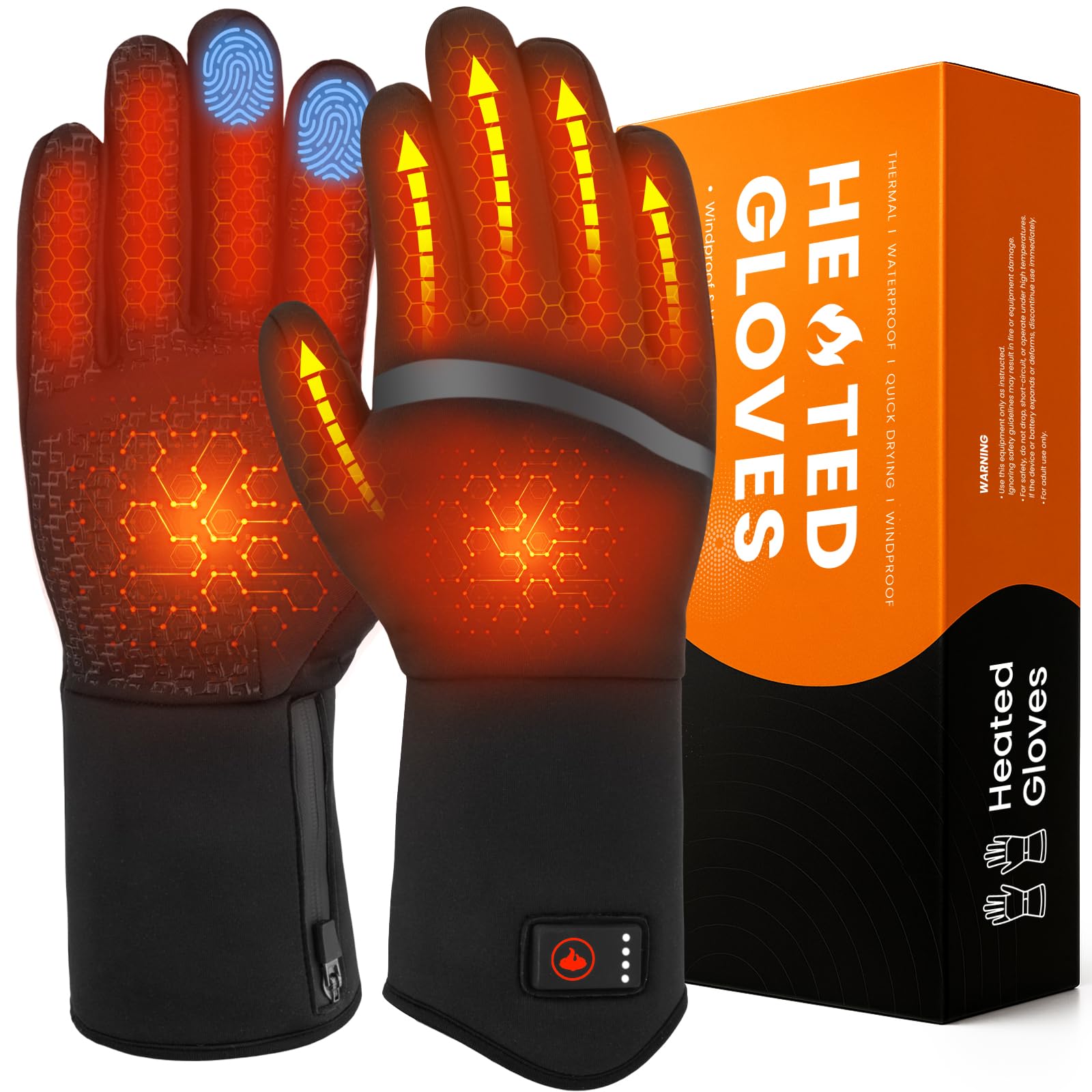 Heated Gloves for Men and Women, Heated Glove Liners Electric, Rechargeable Hand Warmer for Winter Outdoor Work Hunting Camping Hiking Skiing