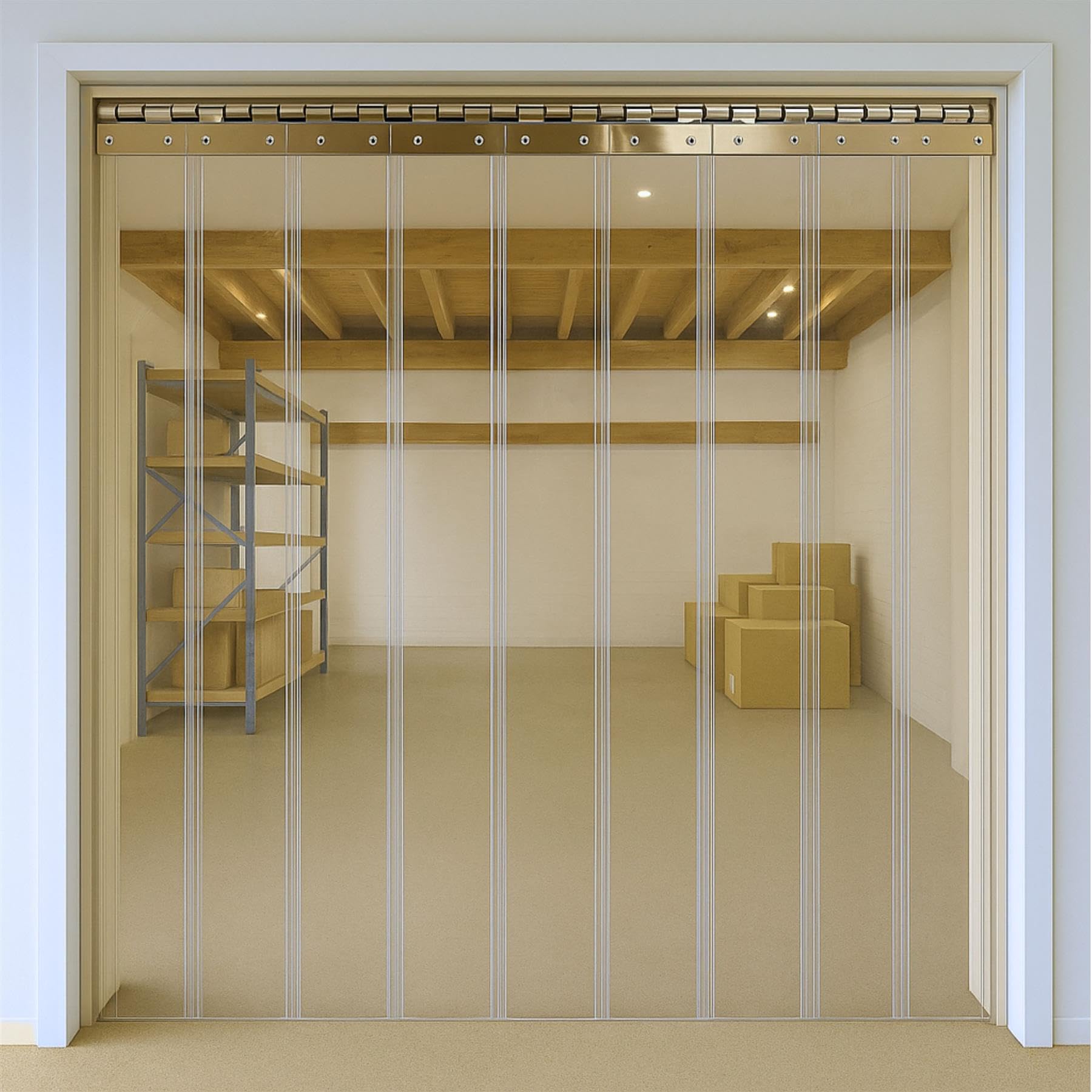 Byson PVC Strip Curtain Door Kit 8 x 8 Feet (2.4 x 2.4 Meters) Coldroom Warehouse Catering Vinyl Heavy Duty Plastic Curtain Kit with 11 Strips (3mm Thick and 300mm Wide)