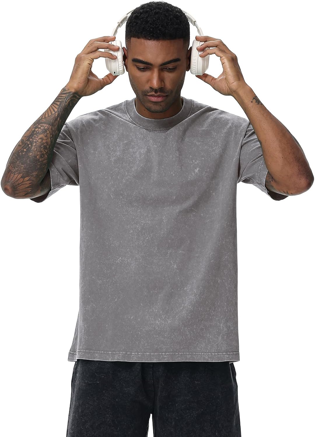 Men's Oversized Cotton T-Shirts Loose Fit Vintage Washed Tee Unisex Short Sleeve Casual Shirts Tops - Image 4