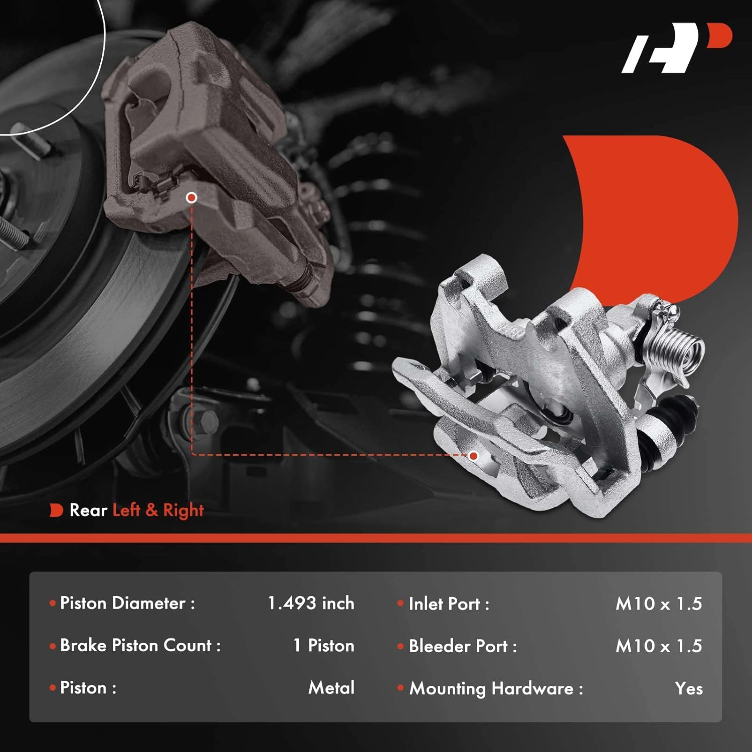 A-Premium Disc Brake Caliper Assembly with Bracket Compatible with Select Buick, Cadillac & Pontiac Models - Park Avenue 2003-2005, DeVille 2000-2005, Seville 2000-2004, Bonneville - Rear Side