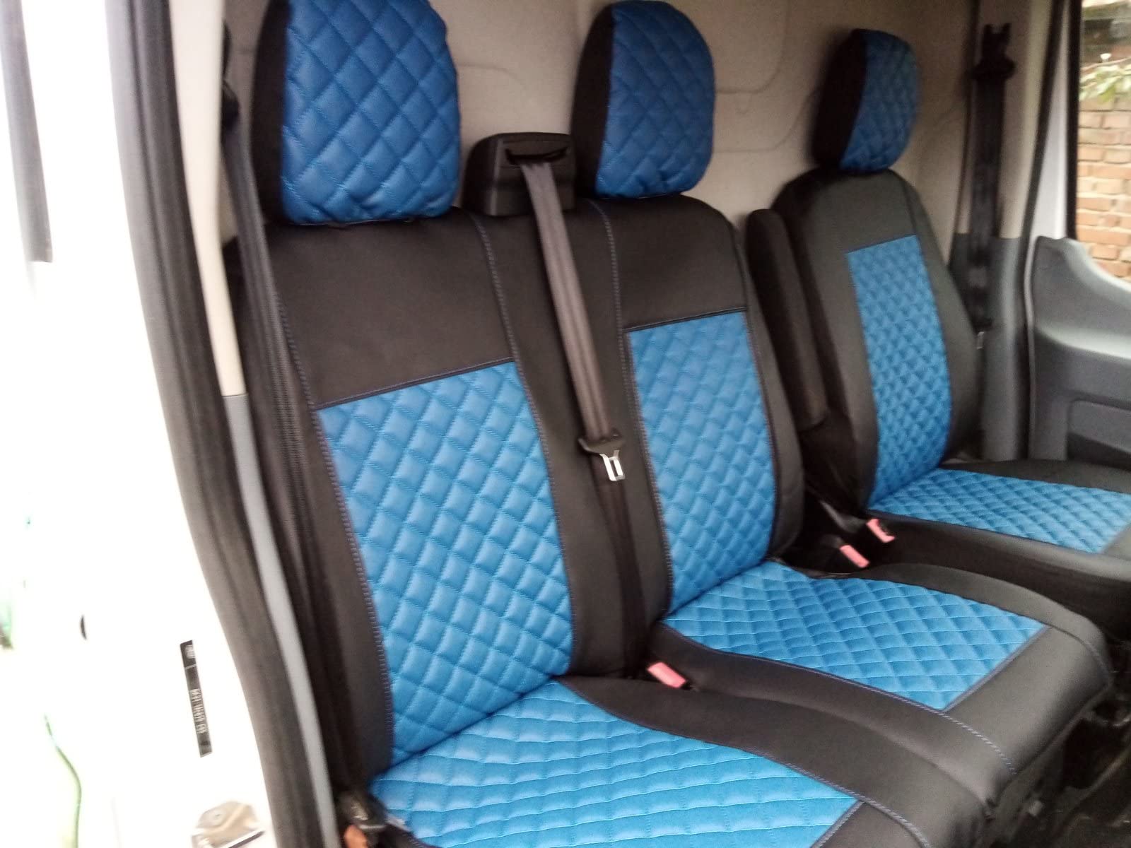 Texmar Housse de siège en cuir écologique pour Ford Transit Custom (2015+), petite cabine, gauche, 2+1, avant, sur mesure