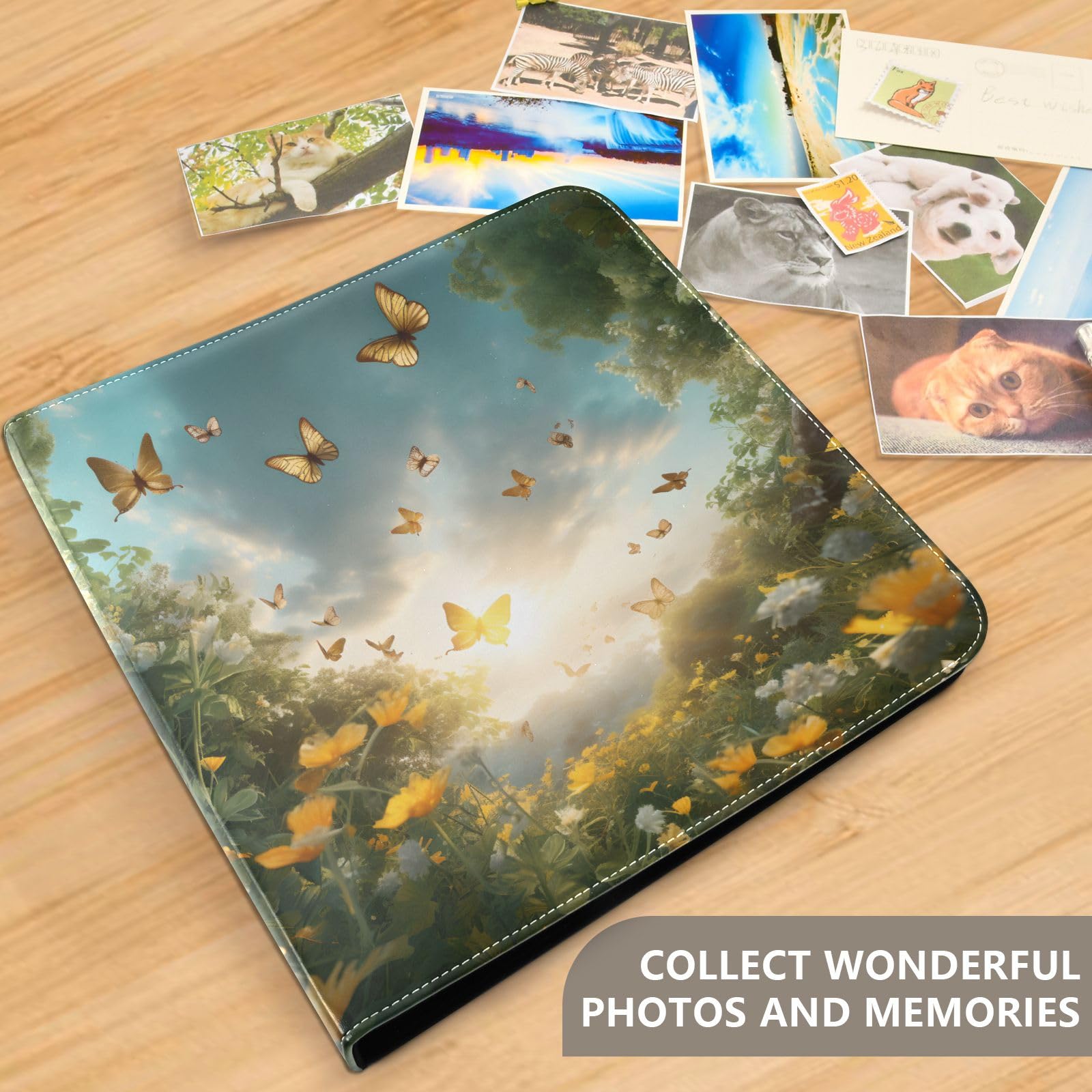 Album fotografico autoadesivo 3x5 4x6 5x7 6x7 6x8 8x10 8.5x10 8.5x11 21x10.6 Magnetic Scrapbook Lunghezza 30 x 30 pollici 20 pagine copertina in lino album fotografico fai da te farfalle - 685