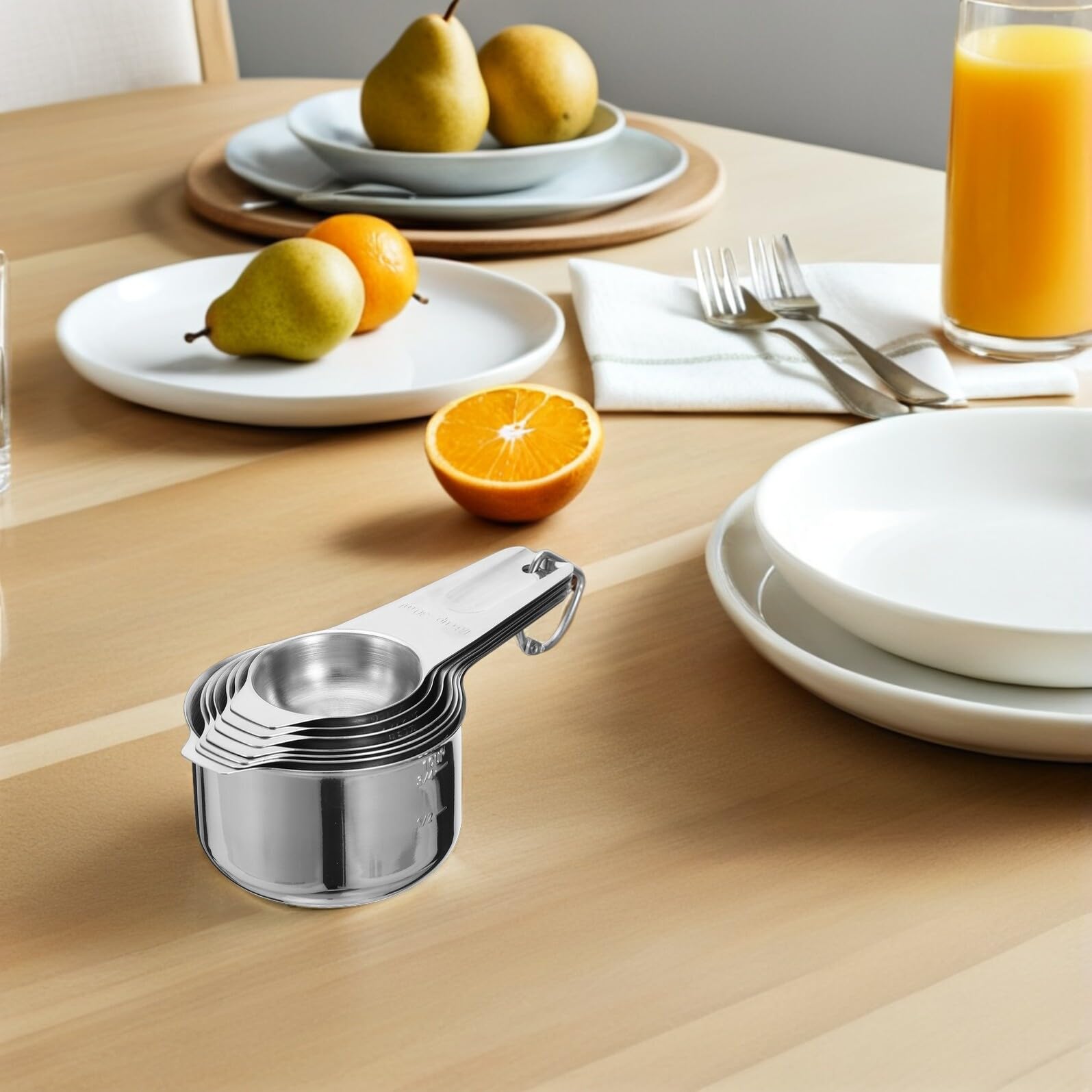 BESTYASH 2sets Misurini in Acciaio Inox e Cucchiai da Cucina Misurini per Liquidi e Secchi Cucchiaini Piccoli per Tè Utensili Impilabili per Cottura al Forno e Cucin