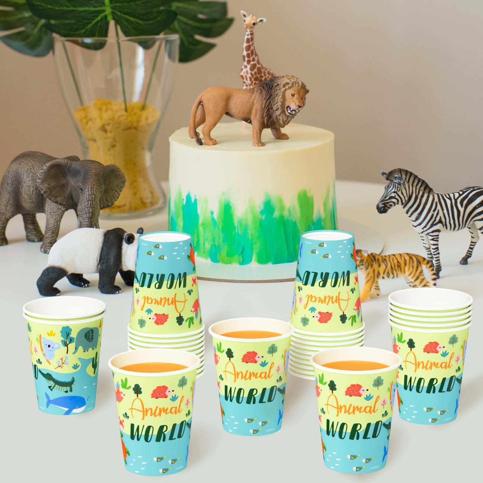 Snapklik.com : Animal World Map Paper Cups, 100 Pack Jungle Safari ...