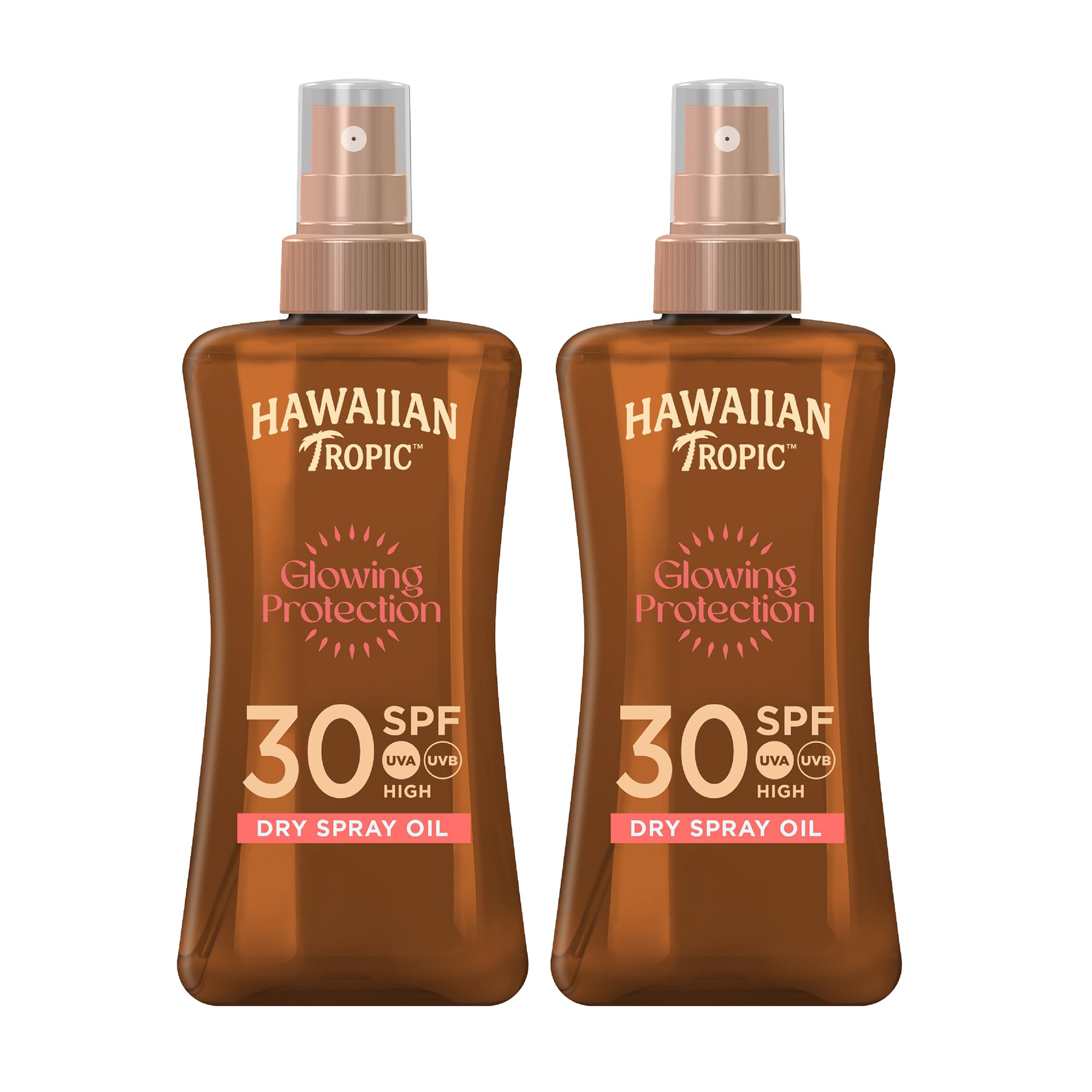 Hawaiian Tropic Aceite Solar SPF 30 - Glowing Oil Aceite Bronceador en Spray con Fragancia Coco & Aceite de Argán - 200 ml (Paquete de 2)
