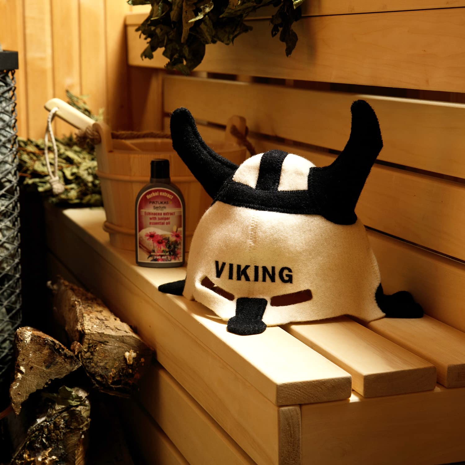 SAUNA GURU Sauna Viking Hat, 100% Organic Wool Felt Sauna Cap, Banya Hat Sauna Hair Protector, Sauna Accessories Embroidered Hat, Sauna Accessory, Sauna Gifts for Men and Women, Russian Sauna Hat