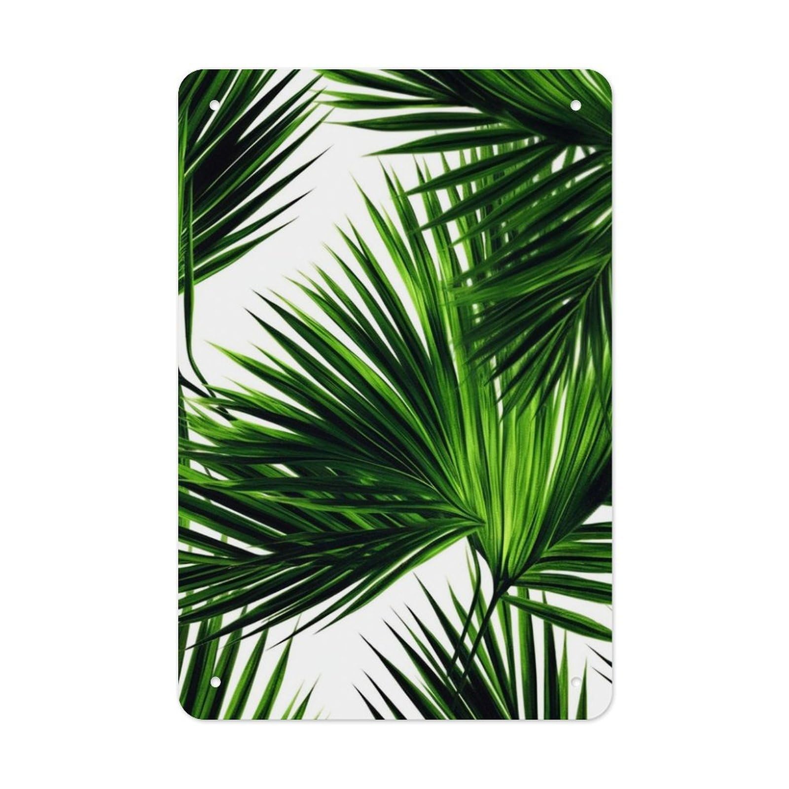 QMNLKH Palm Tree Green Leaves Plaques for Wall Decor, Personalized Metal Tin Sign for Home, Multifunctional Poster for Office, Fashion Painting for Hallway, Wall Art Pictures, 7.9x11.8Inch