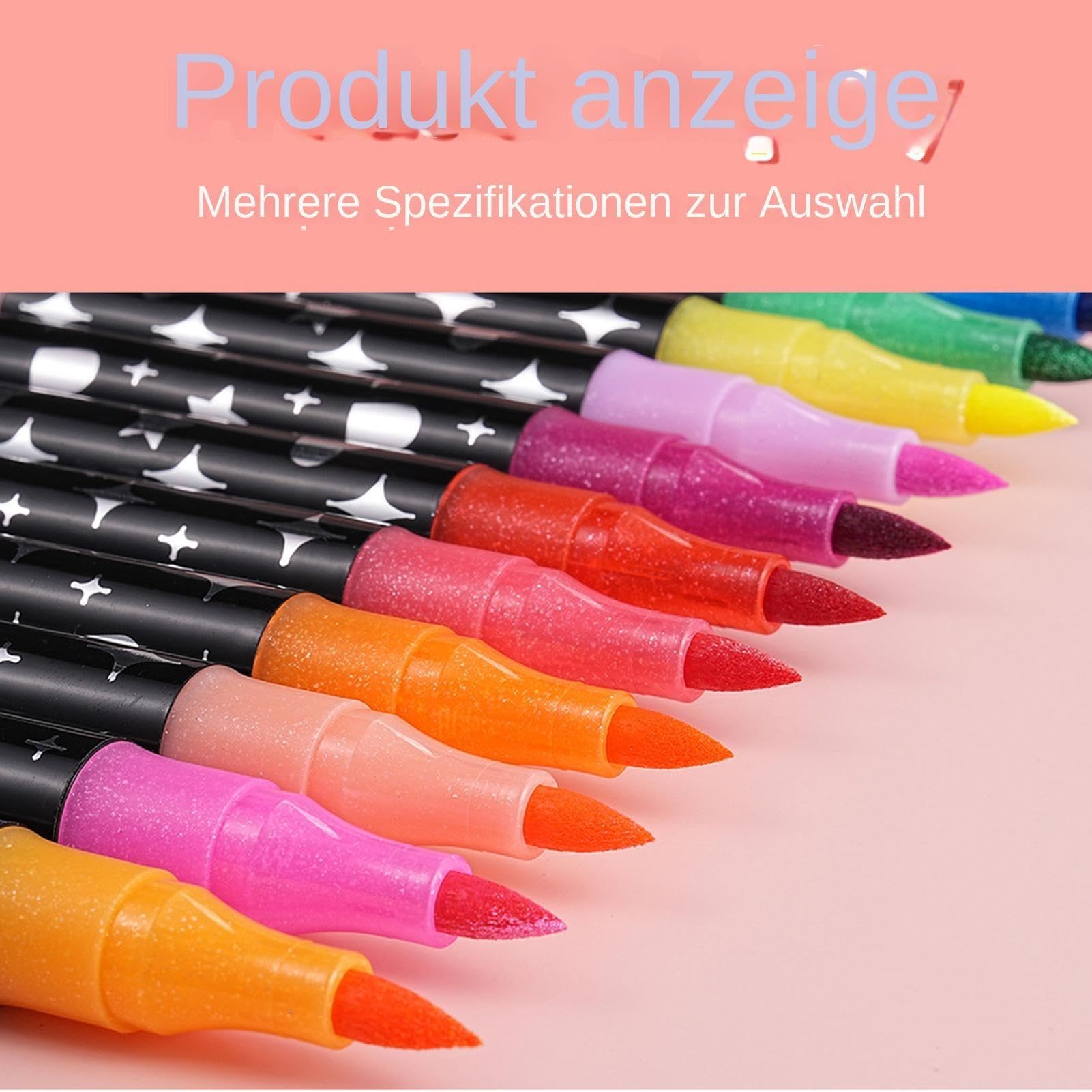 Błyszczący pisak, kolorowy marker z podwójną końcówką, marker pędzelkowy z efektem brokatu, akcesoria do kreatywnych, żywych narzędzi do rysowania i majsterkowania, odpowiedni do klasy, szkoły, biura