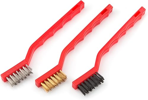 TEKTON 7064Juego de mini cepillo para polvo de alambre (Nylon, latón, acero inoxidable), 3-Piece