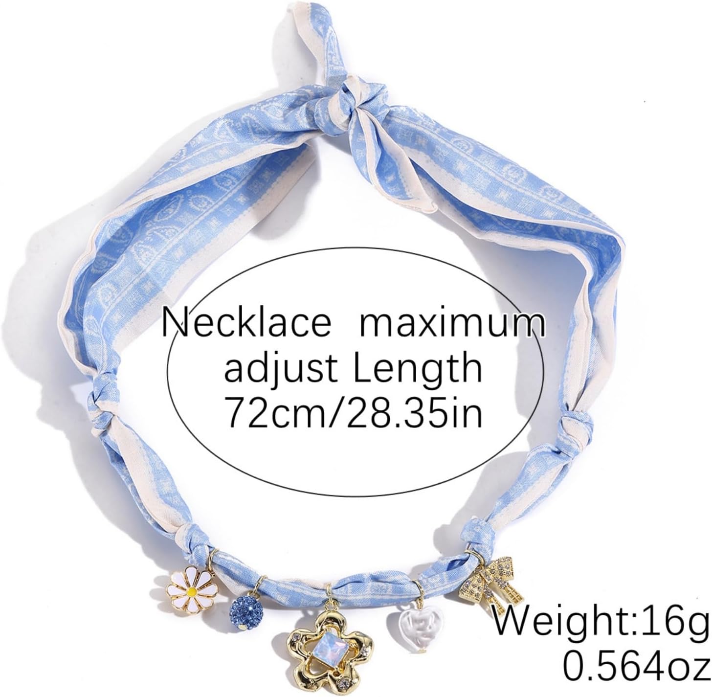 Fabric Scarf Necklac for Women,Vintage Bee Gemstone Choker Necklaces Boho Flowers Heart Pearl Multi Pendant Necklace Party Beach Fashion Jewelry - Image 5