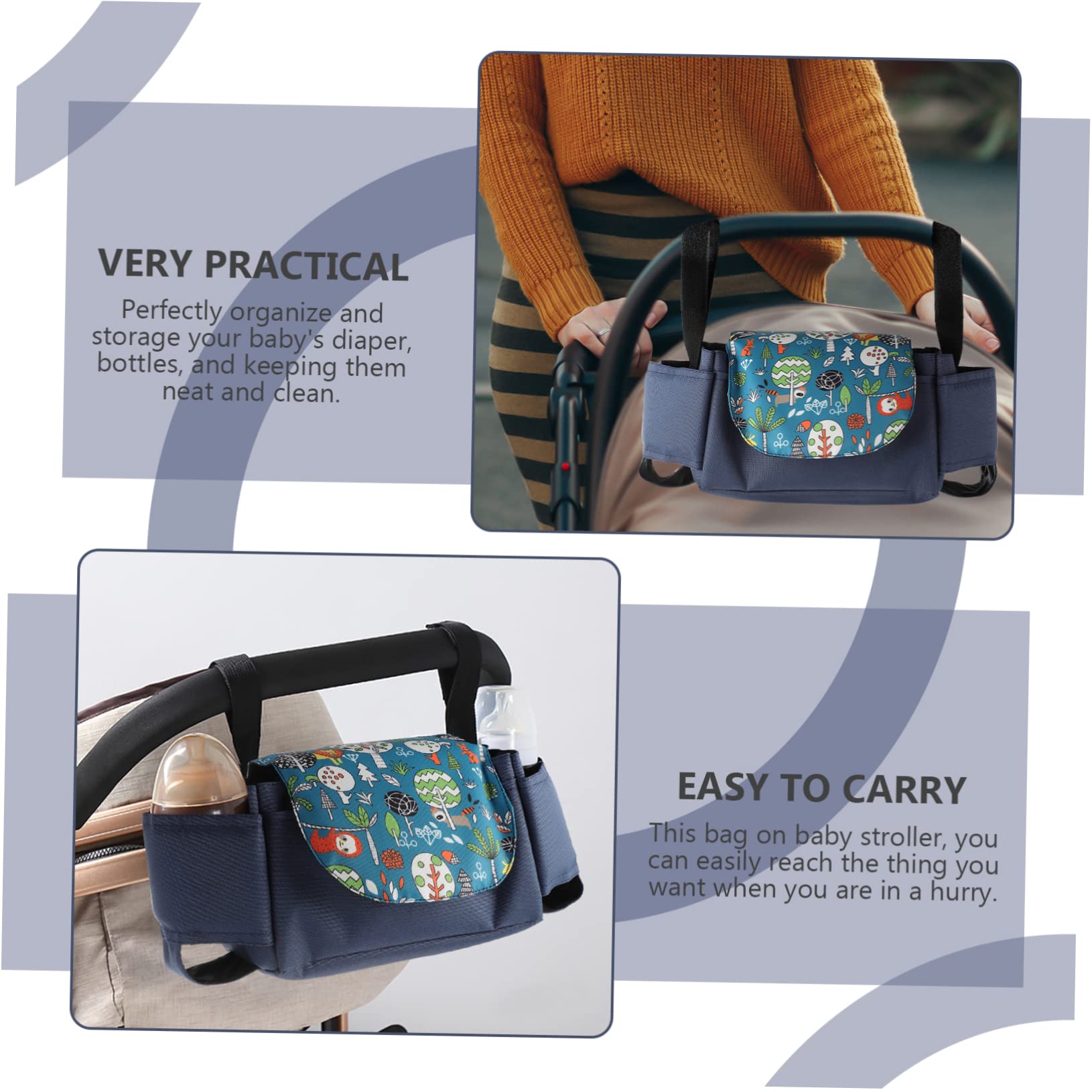 ifundom 3pezzi Organizer Per Passeggini Borsa Multifunzionale Per Pannolini e Bottiglie Attacco Sicuro Materiale Resistente Design Elegante e Pratico Per Esterni e Interni