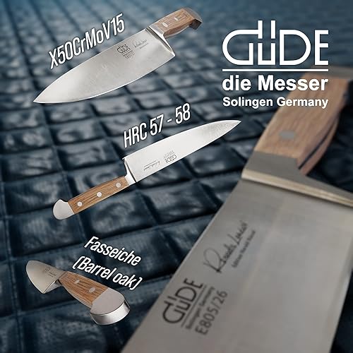 Miniatura 3 de Güde Alpha Barrel Oak Series - Cuchillo de chef de 8 pulgadas, fabricado en Solingen, Alemania desde 1910, madera de roble rara, más de 80 años de