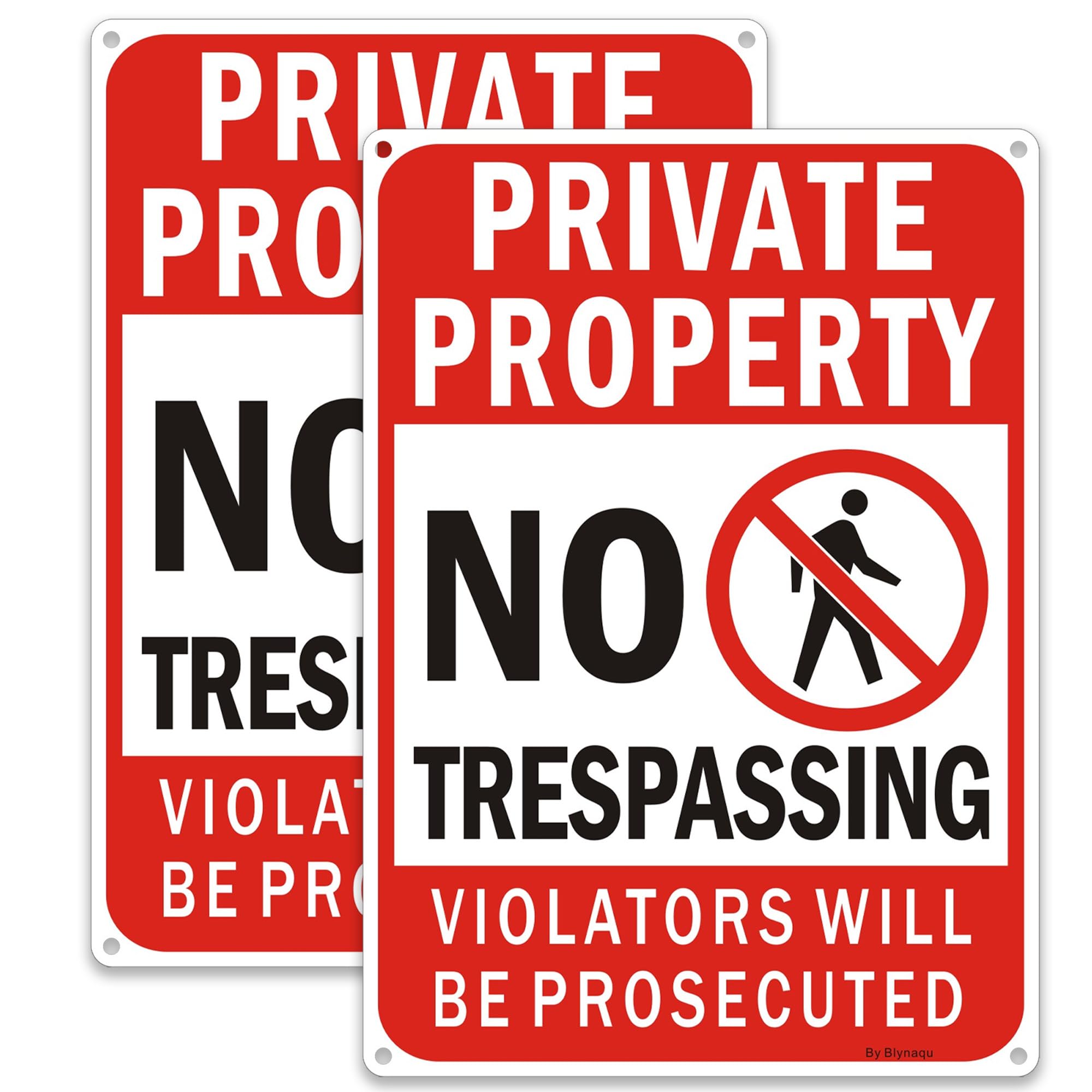 2 Pack Private Property No Trespassing Sign, 14x10 Inches Violators Will Be Prosecuted Warning Signs,Fade Resistant Reflective Aluminum,Waterproof,