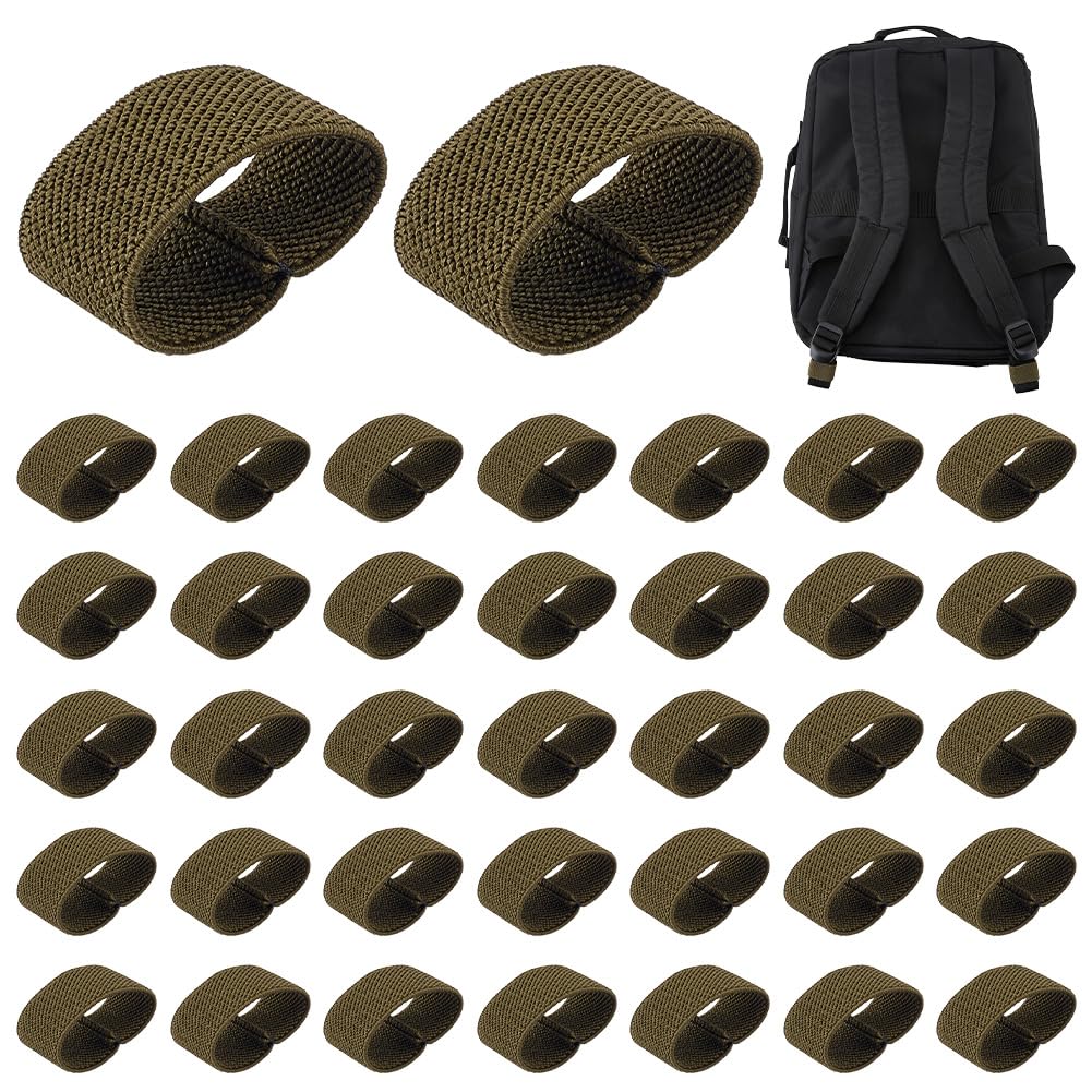 FINGERINSPIRE 40 Pcs Elastic Belt Keepers Dark Green Nylon Loop Keepers 40x20x3.6mm Military Webbing Holders Tactical Strap Clips Elastic Nylon Backpack Strap for Backpack Straps and Gear Organization