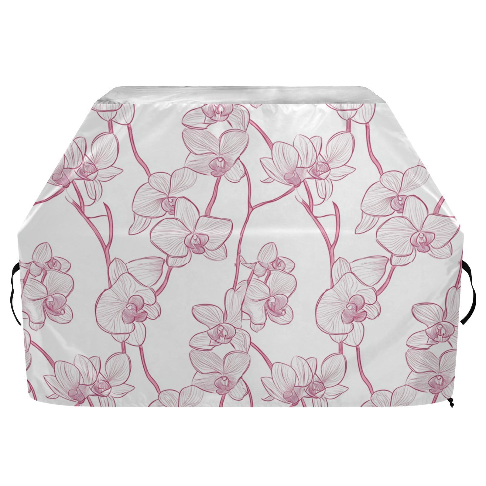 Orchid Simple Line Art Pokrowiec na grill gazowy, 158 cm, wodoodporny, wytrzymały, odporny na rozdarcie, odporny na blaknięcie materiał, pokrowiec na grilla z regulowanym sznurkiem na kurz i wiatr