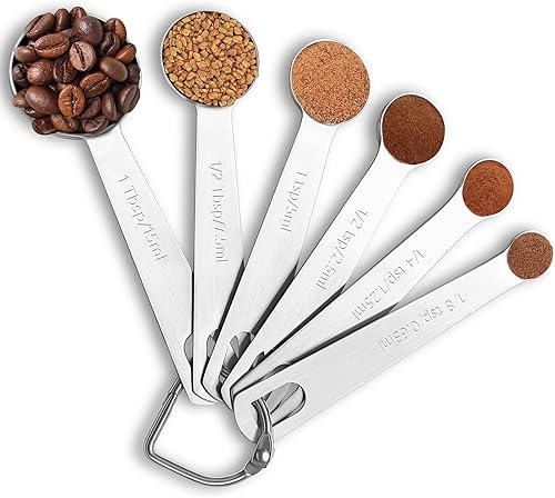 Juego de cucharas medidoras de metal, utensilios de cocina de acero inoxidable prémium para ingredientes secos y líquidos, cucharaditas de anidación