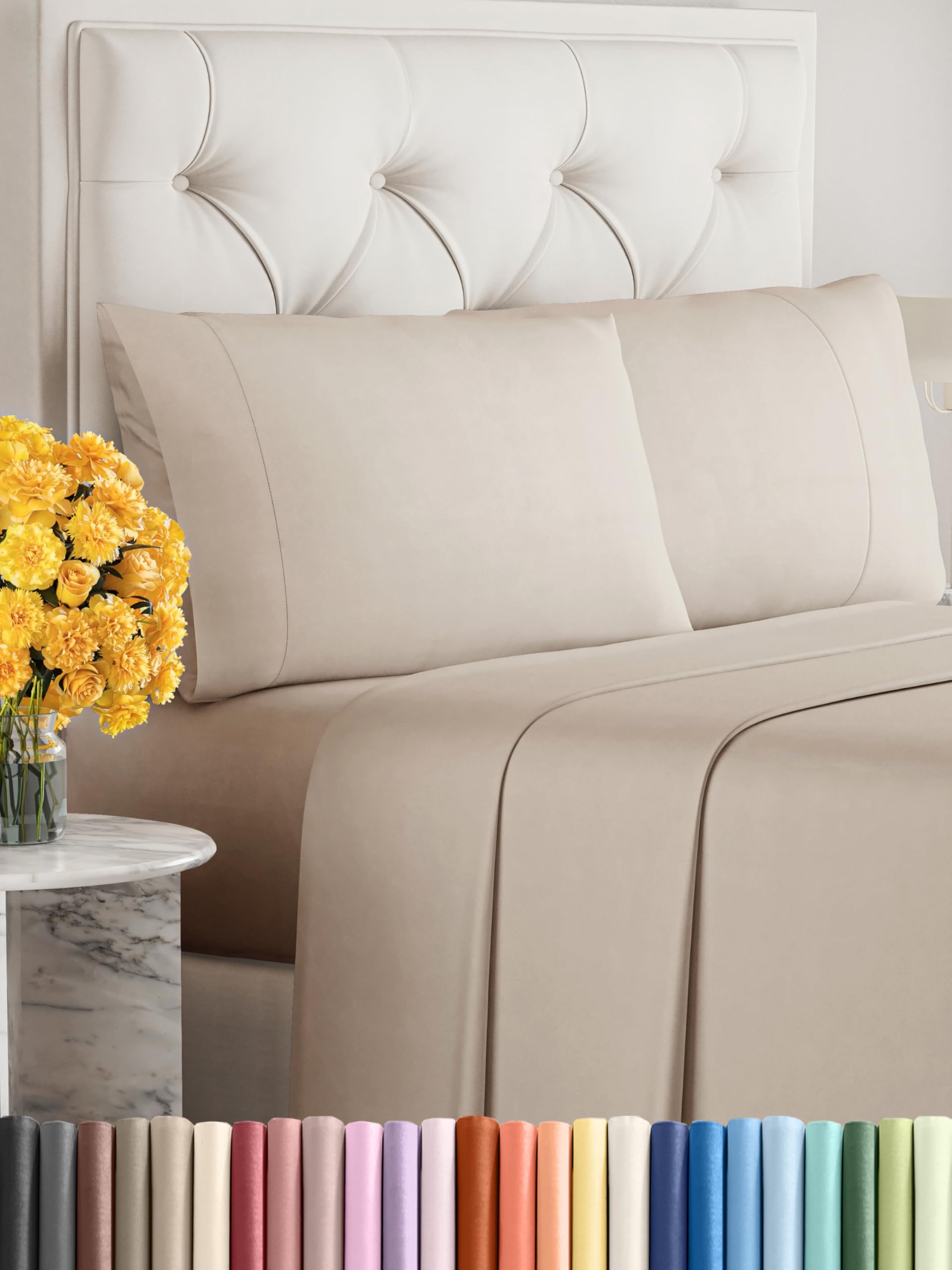 Sleepy Town King Size Bed Sheets - 4 Piece - King Sheet Set - Extra Soft, Comfy & Cooling - Easy Care - Shrinkage, Wrinkle & Fade Resistant - Brushed