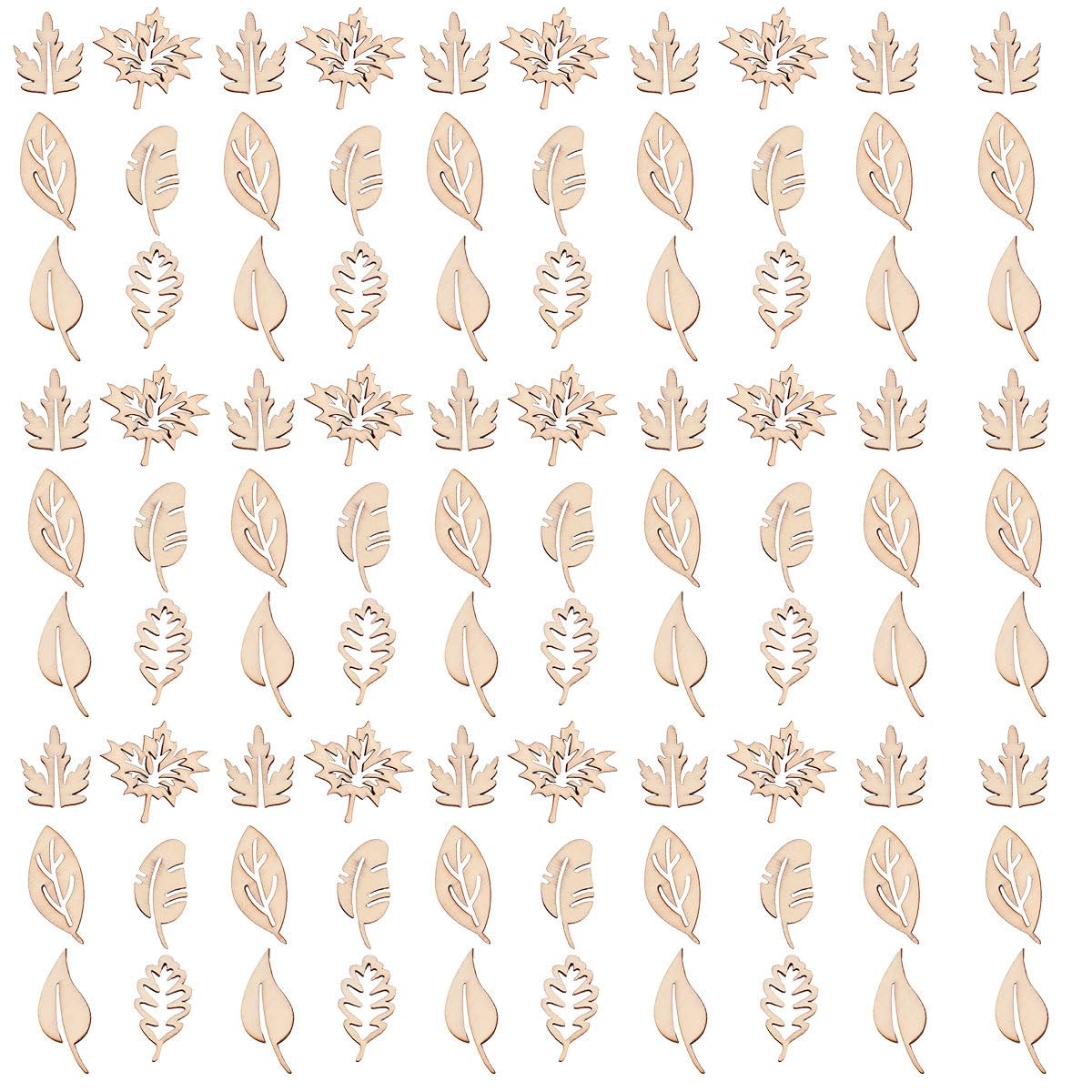 HOMOBABE 100 Pieces DIY Wooden Slices Leaf Shape Wood Pieces Creative Craft Supplies Decoration for Celebration Decoration and DIY Crafts Project Assorted Style