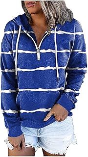 rtdgcv Sudadera con capucha para mujer, color rosa, con cremallera, a rayas, manga larga, informal, de moda, cálida