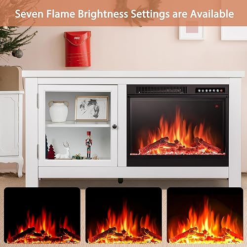 Miniatura 5 de Xbeauty Chimenea eléctrica de 48 pulgadas, chimenea envolvente de madera, calentador de chimenea de esquina independiente, calentador de cuarzo