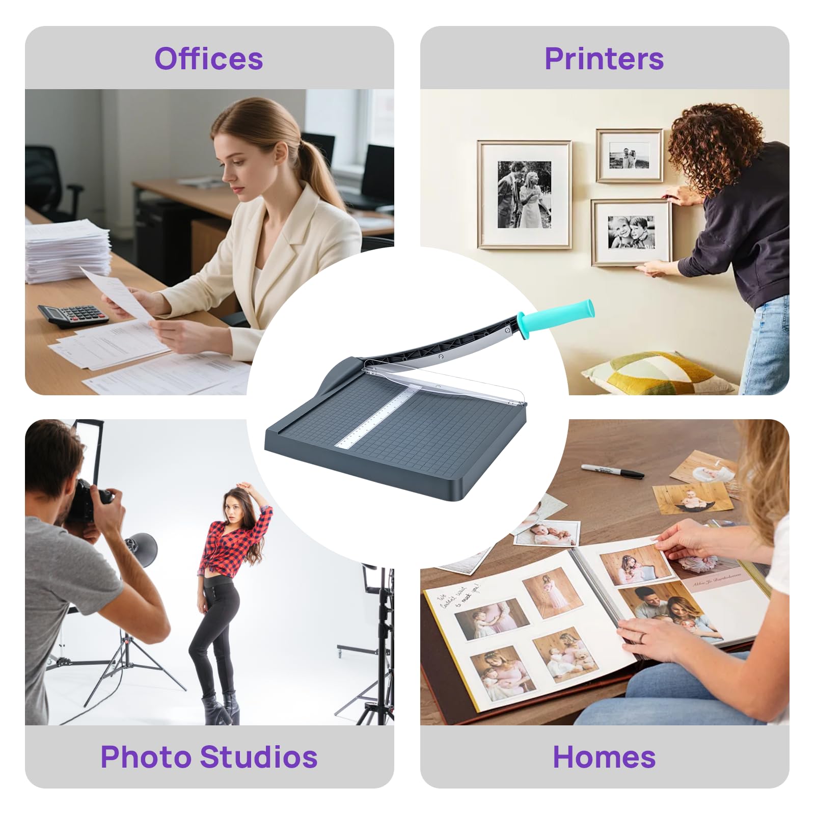 Papierschneider A4, Schneidemaschine Papier bis zu 12 Blatt, 12 Zoll Schnittlänge, Manueller Hebelschneider mit Hoher Präzision für Karten, Fotos, Papier und Karton (Dunkelgrau)