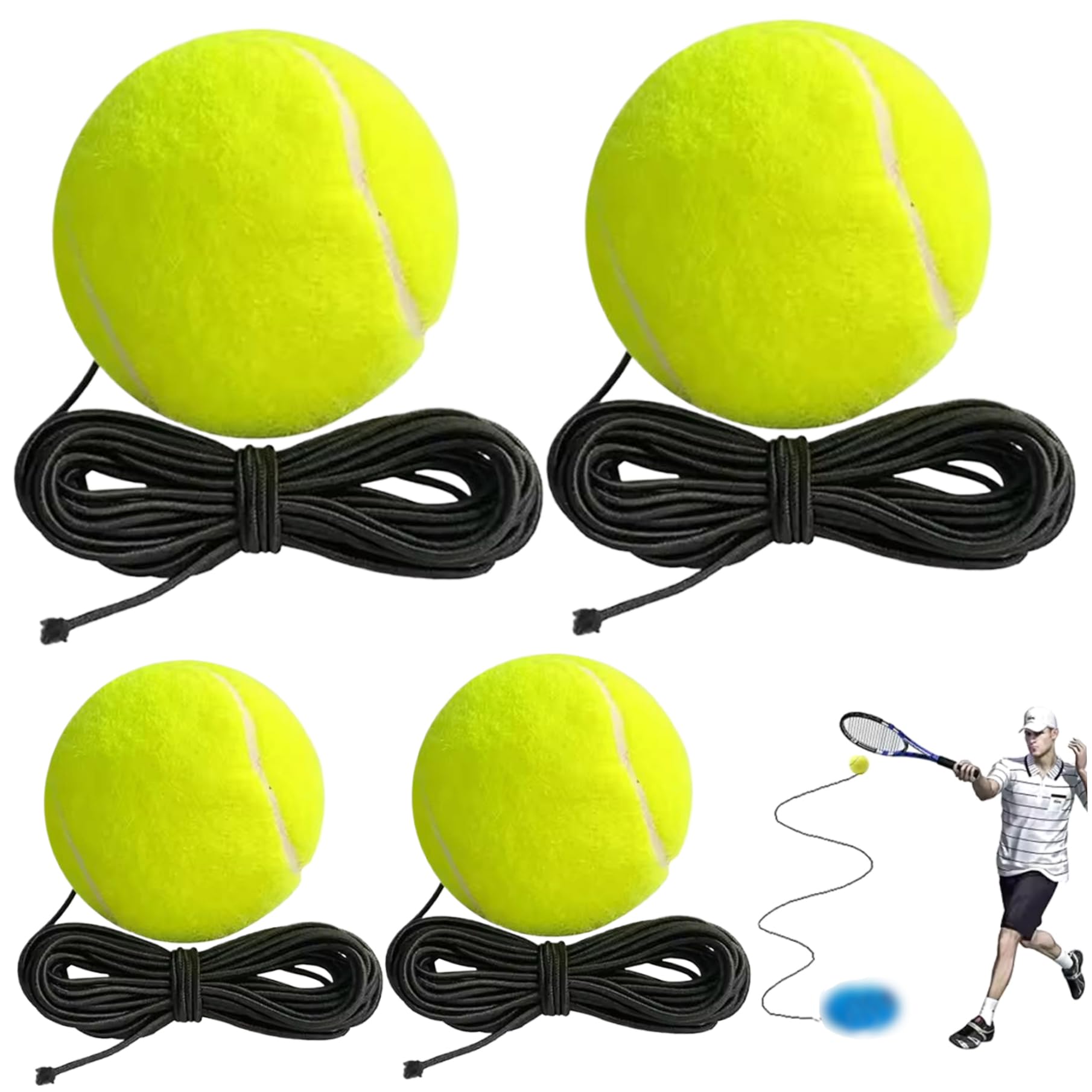 PithCogent 4Pcs Tennis Trainer, Elastic & Wear-Resistant Tennis Rebounder with Ball & String, Perfect for Office Workers, Adults, Kids Entertainment and Practice